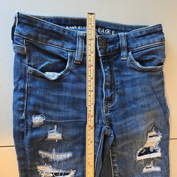 American Eagle Jegging Women's 00 Short Blue Next Level Stretch Distressed - Picture 12 of 16